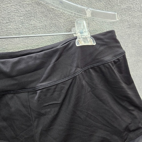 Nike Women Activewear‎ Shorts XL Black Swoosh Logo High Rise Mesh 2 in Inseam - Picture 8 of 9